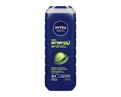 Nivea Soap, Men Energy Shower Gel Body Face and Hair - 500.0 ML