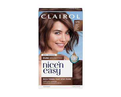 Clairol Coloration permanente nice'n easy pure brunettes, des tons riches qui gardent leur pureté 5bb brun rosé moyen - 1.0 EA