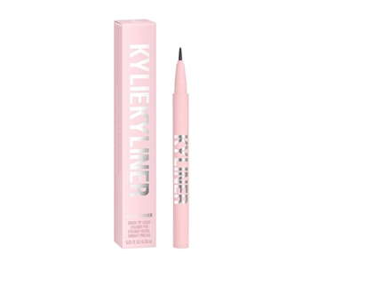 KYLIE COSMETICS Kyliner Brush Tip Liquid Eyeliner Pen, easy to apply, ultra-fine, water-resistant, deep black, weightless, long-wear - 1 EA