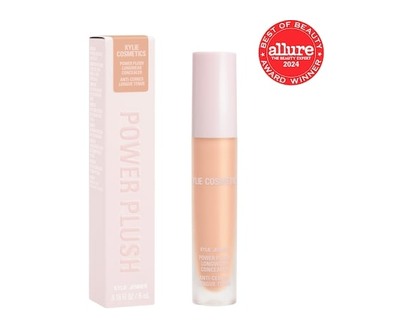 KYLIE COSMETICS Power Plush Longwear Concealer, 12-hour wear, brightens & color correct under eye circles, natural finish, crease & cake-proof, vegan