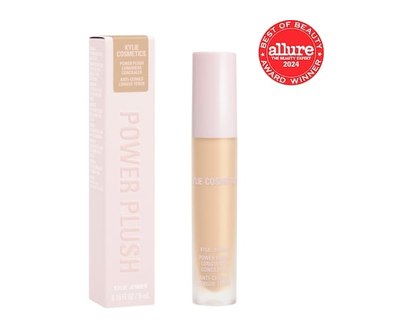 KYLIE COSMETICS Power Plush Longwear Concealer, 12-hour wear, brightens & color correct under eye circles, natural finish, crease & cake-proof, vegan
