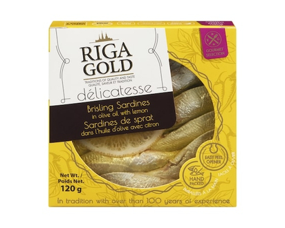 Riga gold Dà©licatesse Brisling Sardines In Olive Oil With Lemon - 120.0 G