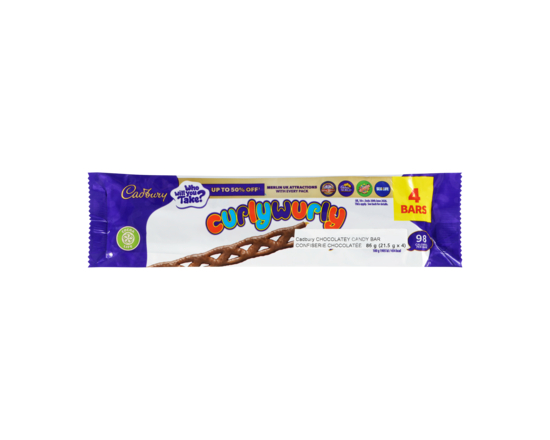 Chocolate Candy Bar, Curly Wurly, 4 Bars - 86.0 G