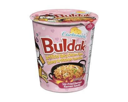Samyang Buldak Stir-Fried Ramen Cup Carbonara Artificial Spicy Chicken Flavor - 80.0 G