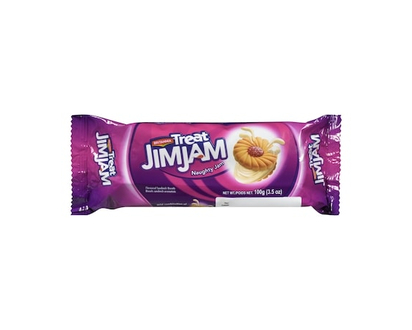 Britannia Treat Jim Jam Flavoured Sandwich Biscuits Naughty Jam - 100.0 G