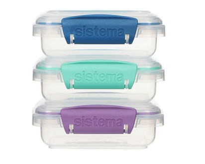 Sistema Klip It Food Storage Containers, Assorted Colours, 3 Pack - 3.0 EA