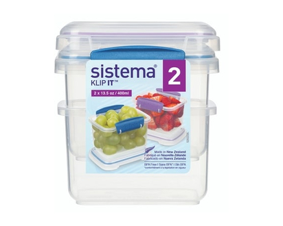 Sistema Klip It Food Storage Containers, Assorted Colours, 2 Pack - 2.0 EA