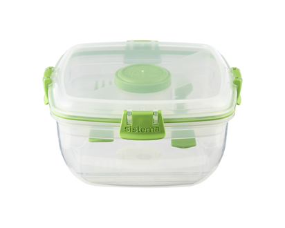 Sistema Salad To Go Lunch Box with Compartments, Cutlery & Dressing Container, Colour May Vary , 1 Pack - 1.0 EA