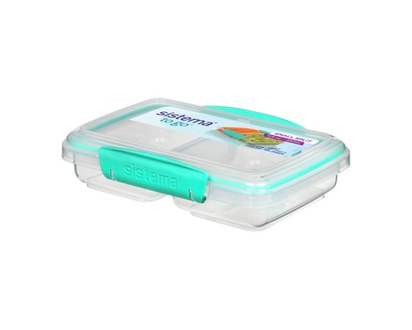 Sistema Small Split TO GO Food Storage Container, Lunch Box with Compartments, BPA-Free, Minty Teal - 1.0 EA