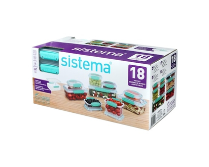 Sistema Klip It Food Storage Containers, Accents Collection, Teal, 18-Piece Set - 1.0 EA