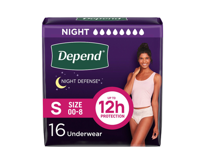 Depend Night Defense Adult Overnight Incontinence Underwear for Women - Blush - Small - 16 Count