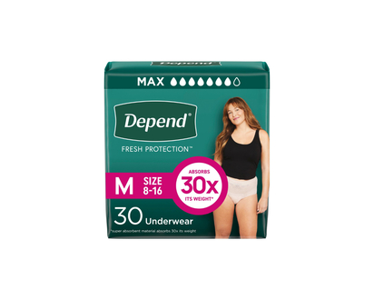 Depend Fresh Protection Adult Incontinence Underwear for Women - Blush - Maximum - Medium - 30 Count