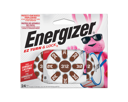 Energizer EZ Turn & Lock Size 312 Hearing Aid Batteries - 24 Pack - AZ312DP24