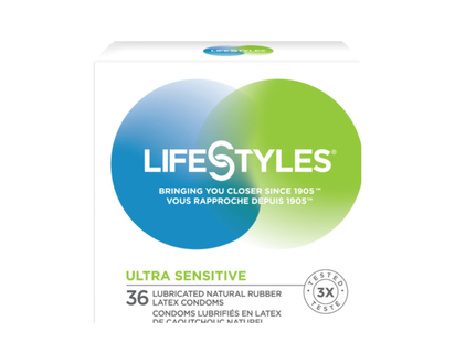 LifeStyles Ultra Sensitive Lubricated Latex Condoms - 36's