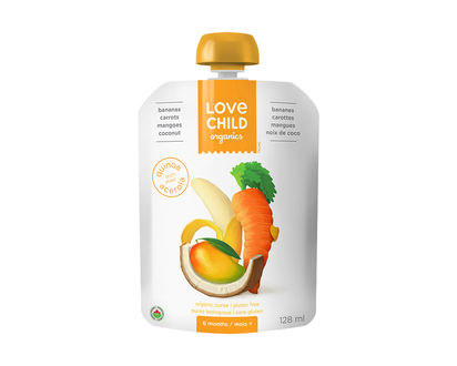 Love Child Organics Puree - Bananas, Carrots, Mangoes and Coconut - 128ml