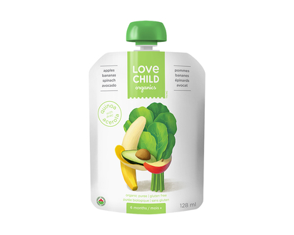 Love Child Organics Puree - Apples, Bananas, Spinach and Avocado - 128ml