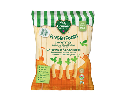 Baby Gourmet Finger Foods Lentil and Chickpea Puffs - Carrot Sticks - 40g