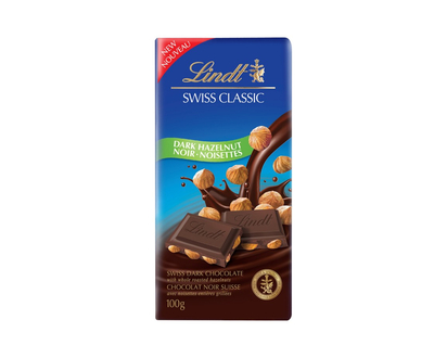 Lindt Swiss Classic Dark Chocolate Bar - Dark Hazelnut - 100g