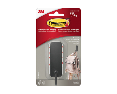 3M Command Hook - Matte Black - Single