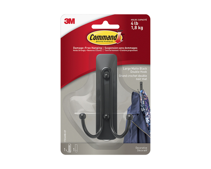 3M Command Double Hook - Matte Black - Single
