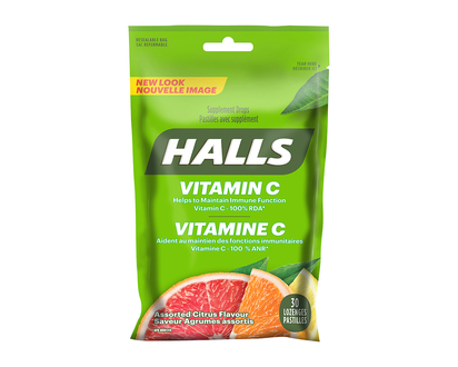 Halls Vitamin C Supplement Drops - Assorted Citrus - 30s