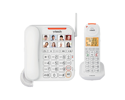 VTech CareLine Amplified Corded/Cordless Phone with Answering System and Caller ID - White - SN5147