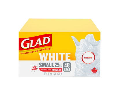 Glad White Garbage Bags - Unscented - 25L/48s