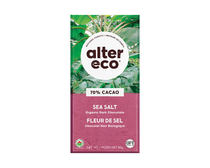Alter Eco Deep Dark Organic Chocolate - 70% Cocoa - Sea Salt - 80g