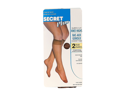 Secret Knee Highs with Reinforced Toe - Queen Size - 2 pair