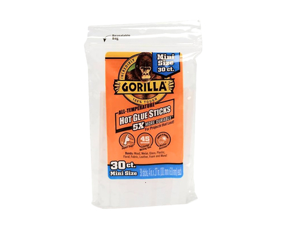 Gorilla Mini Size Hot Glue Sticks - 4 inches/30 pack