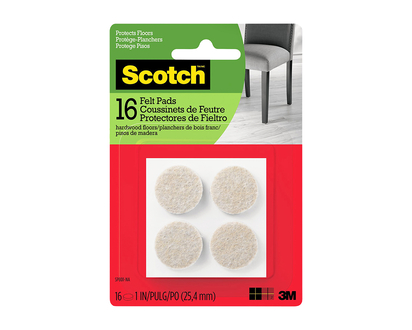 Scotch Felt Pads for Hardwood Floors - 1in/16s