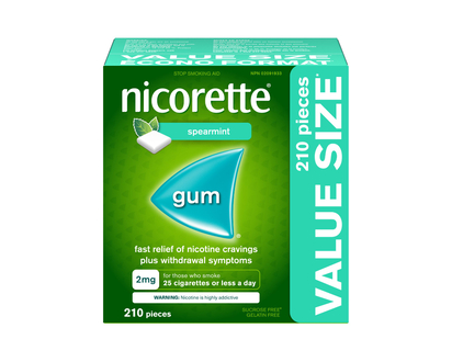 Nicorette Nicotine Gum - Spearmint - 2mg - 210s