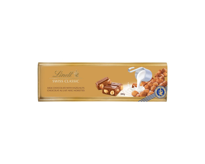 Lindt SWISS CLASSIC Milk Chocolate Bar - Hazelnut - 300g