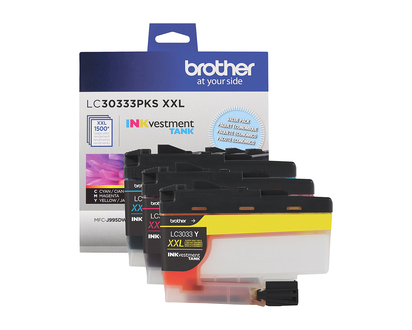 Brother LC3033 Super High Yield 3 Ink Cartridge Pack - Cyan/Magenta/Yellow - LC30333PKS