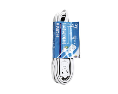 Globe 3 Outlet Extension Cord - Indoor - 4.5M - White