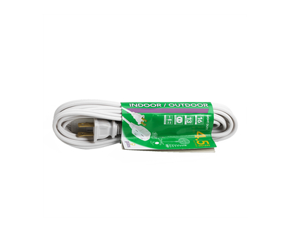 Globe 3 Outlet Extension Cord - Indoor & Oudoor - 4.5M - White