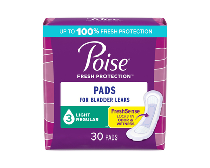 Poise Incontinence & Postpartum Regular Length Pads - Light Absorbency - 30 Count