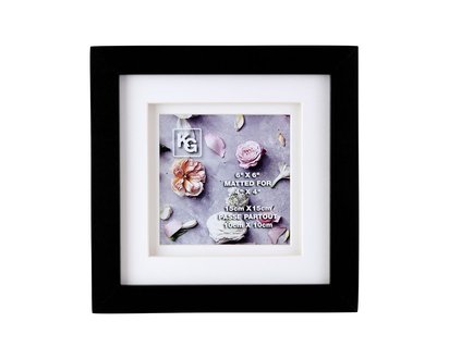 Kiera Grace Double Mat Frame - Black - 6x6 Inch Double Matted for 4x4 Inch - PH00668-4