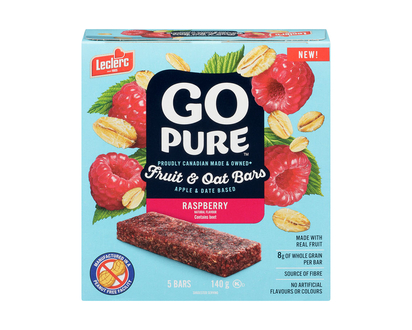 Leclerc Go Pure Fruit & Oat Bars - Raspberry - 140g