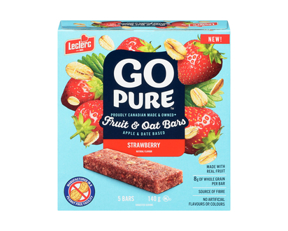Leclerc Go Pure Fruit & Oat Bars - Strawberry - 140g