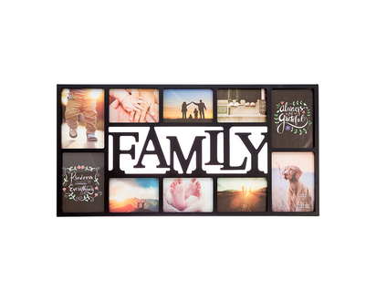 Kiera Grace Family 10 Opening Collage Frame - Black - 14.5x28.5 Inch - PH41668-1