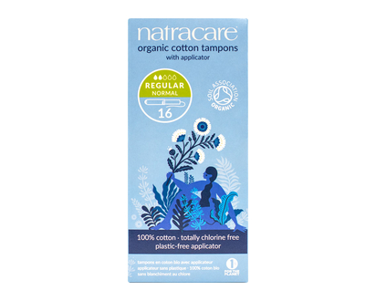 Natracare 100% Certified Organic Cotton Tampons with Applicator - Regular - 16s