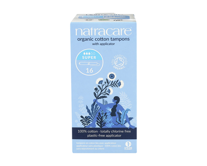 Natracare 100% Certified Organic Cotton Tampons with Applicator - Super - 16s