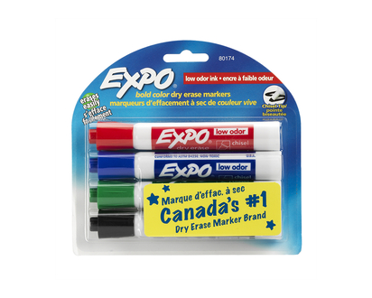 Expo 2 Low Odor Dry Eraser - Chisel Tip - 4 pack