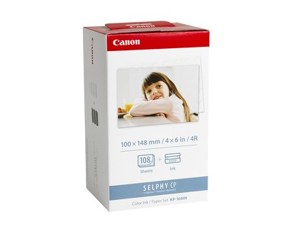 Canon KP-108IN Colour Ink Cartridge and Paper Set - 4 x 6inch - 108 Sheets - 3115B001