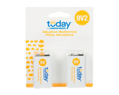 Today by London Drugs Alkaline Battery - 9V/2 pack - 03057