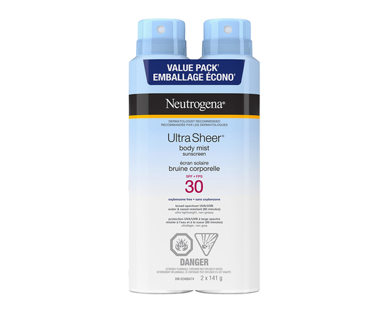 Neutrogena Ultra Sheer Body Mist Sunscreen -SPF 30 - 2 x 141g