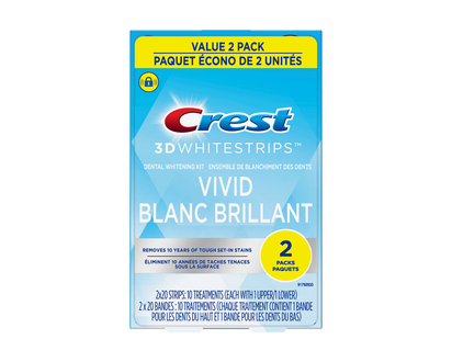Crest 3D White Whitestrips Classic Vidid Dental Whitening Kit - 2 x 10 Treatments