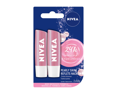 Nivea Pearly Shine Lip Balm - Tinted Shimmer - 2 x 4.8g