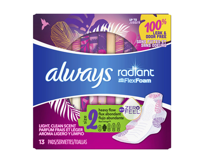Always Radiant Pads Size 2 - Heavy Flow - 13s